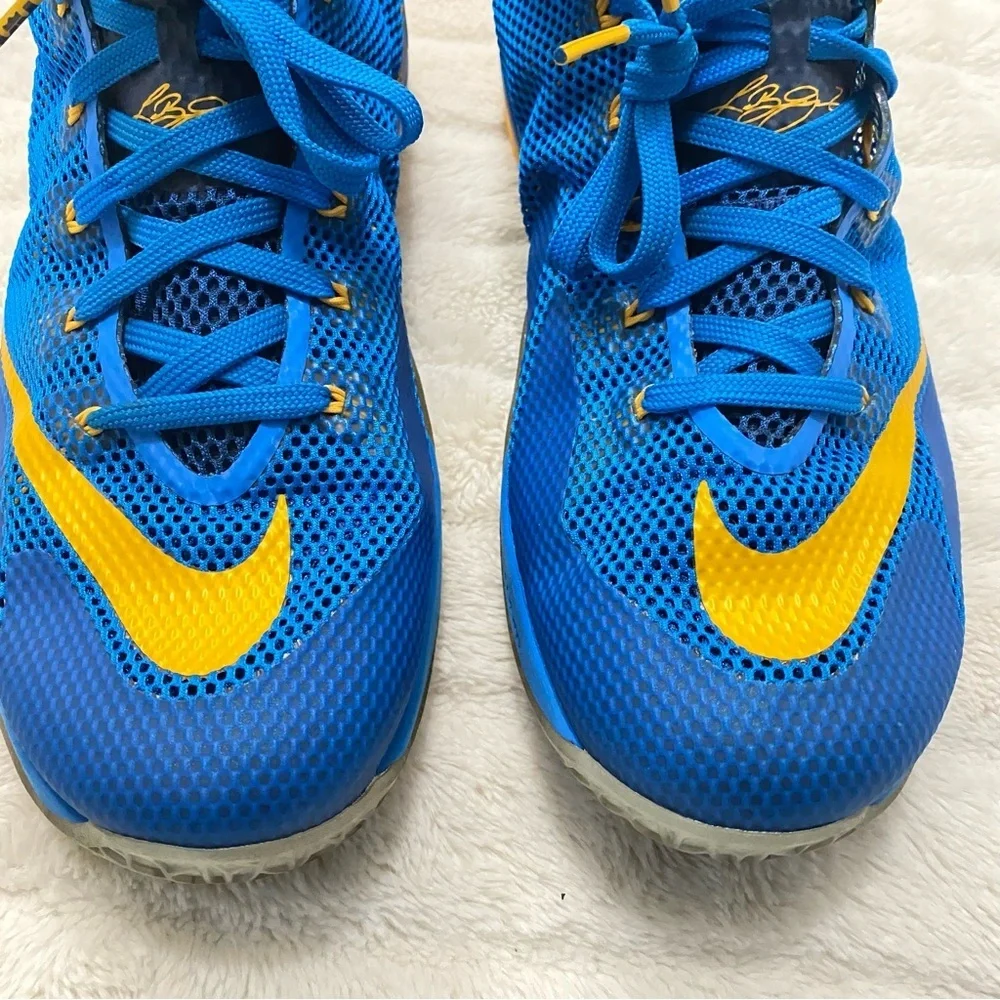 Nike LeBron 12 Low Vibrant Blue and Gold Sneakers Size 13